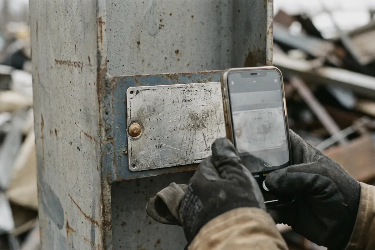 Photographing an equipment data plate
