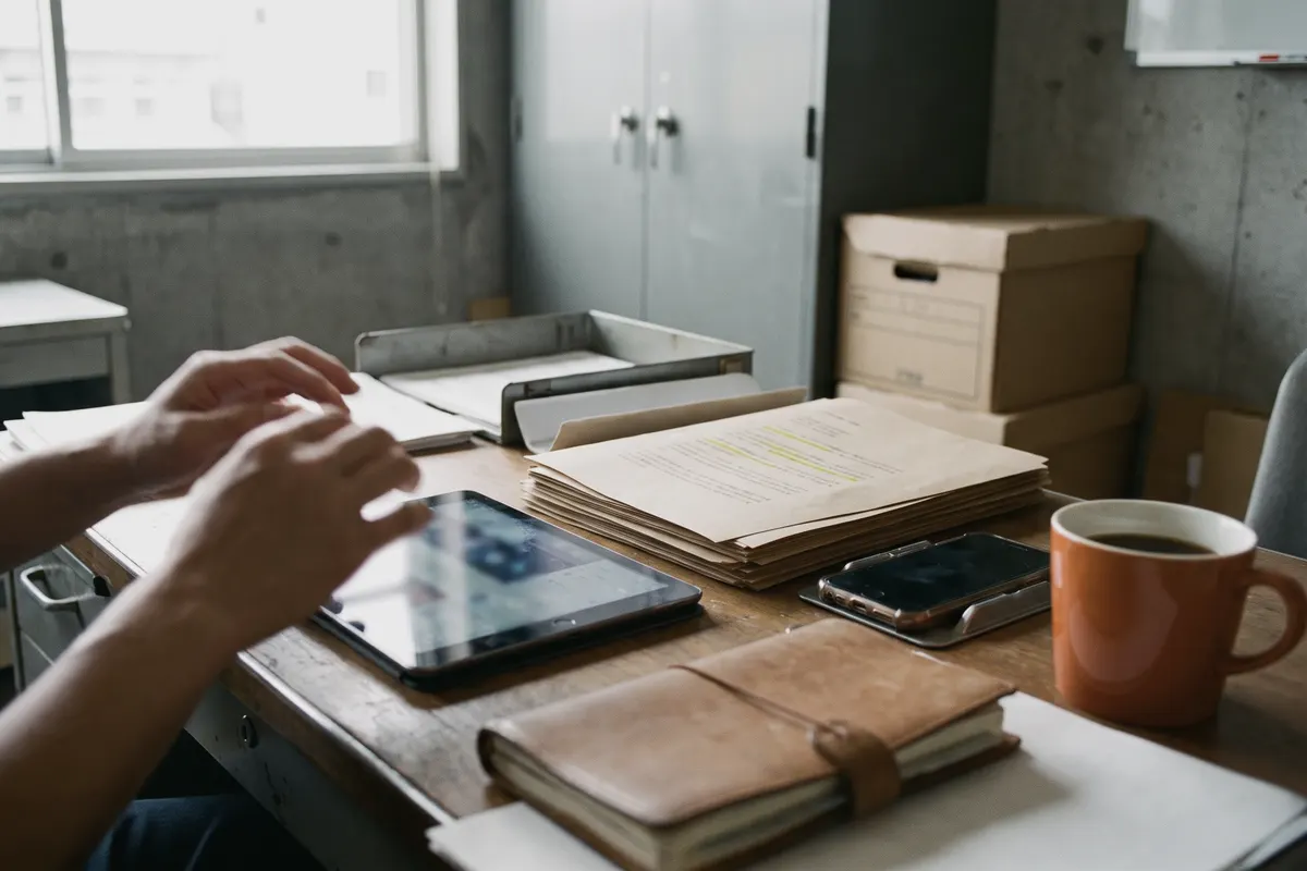 Business buyer researching products on a tablet