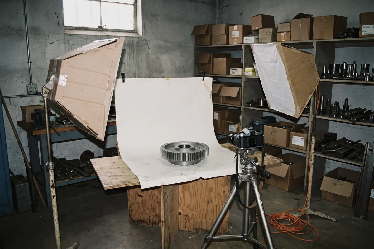 Simple product photography setup in a small business