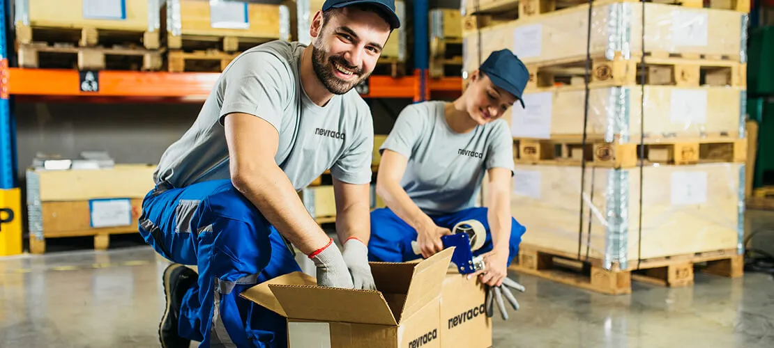 Nevra team members preparing orders in the warehouse